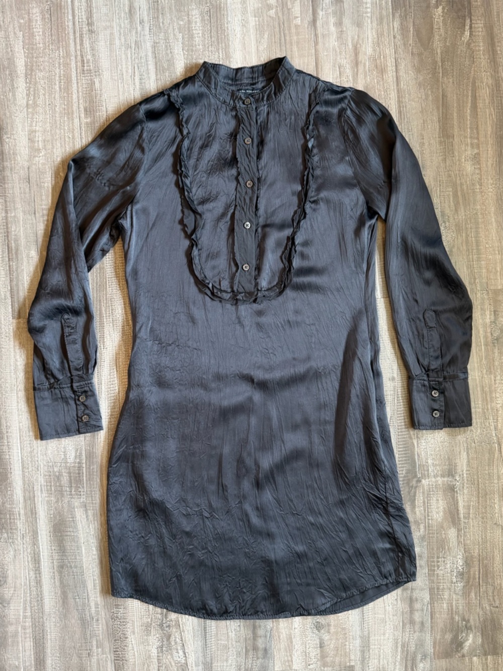 Banana Republic Black Long-Sleeve Silk Dress